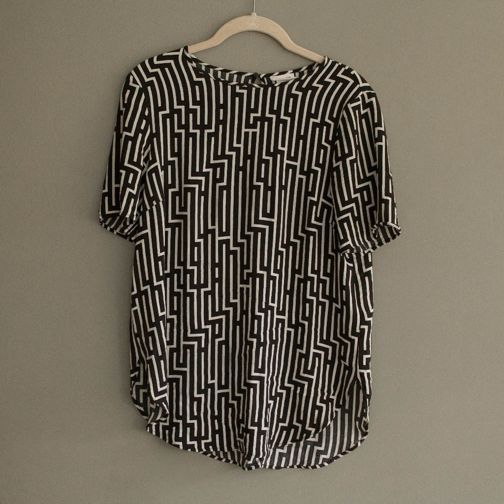 H&M GP & J Baker Black & Cream Patterend Top
